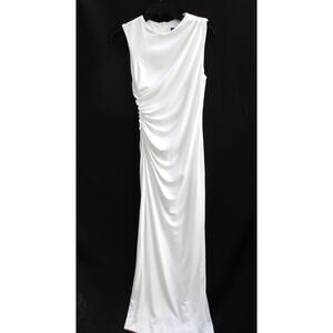 Nwt ZARA White Sleeveless Draped Bodycon Maxi Dress Women Size M